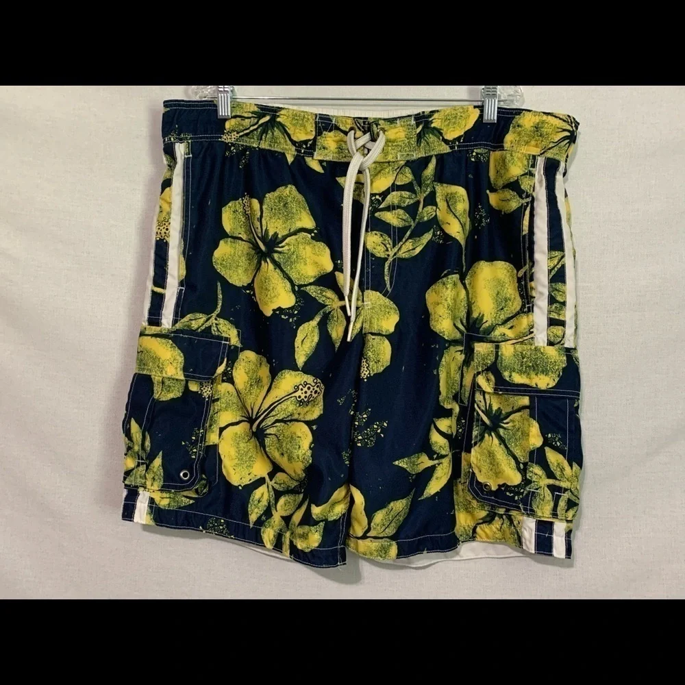 Mossimo  Sz L Board Surf Beach Swim Swimwear Long Shorts Floral Trunks Mens